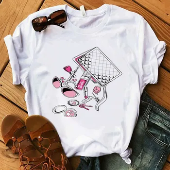 Modna Majica Lady Luksuzni sestavljajo Zbirko Kave Majica s kratkimi rokavi Ženske Poletje Priložnostne Vrhovi Dekle Hipster T-majice