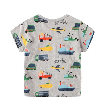Skoki Metrov Nov Prihod otroške majice za Poletje Avtomobilov Tiskanja Bombaž Fantje Tees Risanka Otroci Vrhovi Otroška Oblačila