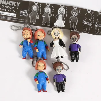Horror Film otroška Igra Chucky Nevesta Chucky & Sin Lutka Keyring Keychain Obesek Številke Igrače 6pcs/set