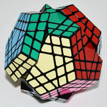 Shengshou Gigaminx Magic Cube Črna Osnova z PVC Nalepke 5 x 5 Mega Strokovno Cubo Magico Učenje Izobraževalne Igrače