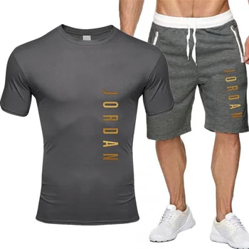 2020 Poletje Vroče Prodaje, za Moške Določa T Majice, hlače Dveh Kosov Določa Priložnostne Trenirko nov Moški Priložnostne Tshirt Fitnes hlače moški Set
