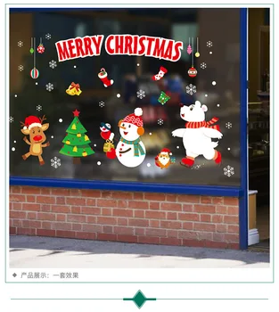 Debelo Božič Nalepke Dekor Lepilo-brezplačno Elektrostatično Nalepke za Steklo za Santa Claus Božično Drevo Družine Sneg Nalepke