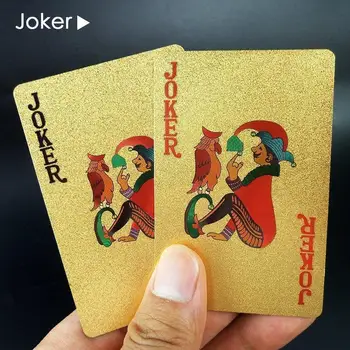 24k Zlata Folija - Jouer au Poker, Igralne Karte, Poker Igra Krovu, Zlata Folija Poker Set Plastičnih Čarobne Kartice Nepremočljiva Magic Kartic