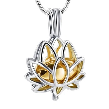 IJD20001 iz Nerjavečega Jekla, Lotus Flower Spominek Locket Držite Zlato Barvo Mini Urn za Ljubljene na Delitev Pepel Upepelitev Nakit
