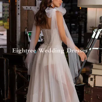 Eightree Ljubica Romantično Poročno Obleko brez Rokavov 2021 Beaded A-Line Poročne Obleke Plaži Princesa Plus Velikost Vestido de Noiva