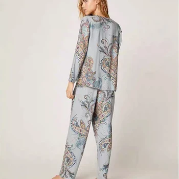 Pižame za ženske do leta 2020 jeseni Sleepwear nastavite Dolg Rokav lingere Čistega Bombaža Ženske Doma Obleko