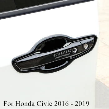 Avto Styling LHD Vrata Avtomobila Ročaj Kritje ABS Lmitation Ogljikovih Vlaken Dekoracijo Komplet Za Honda Civic 2019 2018 2017 2016 Dodatki