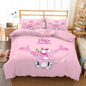 Pink Panther Natisne Rjuhe Kritje Domačega Tekstilnega Tolažnik Kritje Posteljnina Določa, Kralj, Kraljica Polni Velikosti Srčkan Odeja Kritje za Dekleta Soba