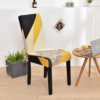 Univerzalni stol kritje jedilni stol kritje spandex stol kritje elastična stol kritje geometrijski vzorec dekorativni stol pokrov