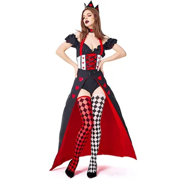 COLDKER ženske Halloween kostum Alice v Čudežni deželi Kraljica src cosplay modno obleko za ženske nogavice z