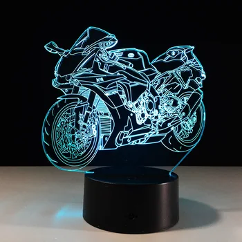 3d Novost Motocikel namizne Svetilke Nočne Luči Led Dekorativna Lampara Nočna 7 Barva Spreminja, Bulbing Senzor Svetlobe Fant Darilo