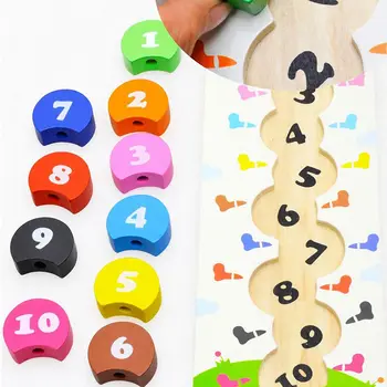 Številke, Matematika Igrača Za Rezanje Navojev Caterpillar Razvoj Inteligence Učijo Štetja Matematika Učni Pripomočki Otroci Lesena Igrača Montessori