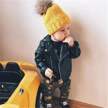 Baby Dekleta Fantje Oblačila Plašč Za otroška Motoristična usnjena jakna Mode PU Usnjeno jakno Za Otroke Overwear Jakna
