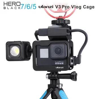 Ulanzi V3 Pro Kovin Vlog Primeru Kletko za Gopro Hero Black 7 6 5 Hladno Čevelj, Ohišje z Baterijo, Mikrofon Mic Adapter Kabel Posnetek