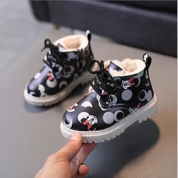 Disney Mickey Mouse Otroci Sneg Škornji Za Dekleta Zimski Otroški Škornji Fantje Bombaž Superge Toplo Priložnostne Čevlji Šport