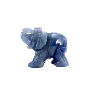 Figurice Obrti Vklesan Naravnega Kamna Modri Mini Aventurine Vklesan Slon Živali Kip za Dekoracijo Doma