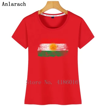 Kurdistanu Narod Kurd Kurdski flag majica s kratkimi rokavi Ustvarjalne Okrogle Ovratnik Barva Graphic Tee rokavi Ženske Tee Vrhovi Priložnostne Slike