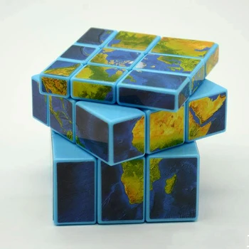 3x3x3 Ogledalo Bloki Zemljevid Nalepke Čarobna Kocka Uganka Hitrost Kocka 57mm
