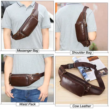 MISFITS pravega usnja pasu vrečko moških travel pack pasu hip pasu bag torbica za telefon vrečko priložnostne prsih messenger bag moški fanny paket