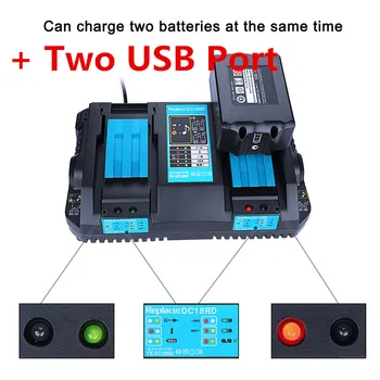 Z USB vrata Dvojno Li-ion Baterija, Polnilec 4A polnilni tok za Makita 14,4 V 18V BL1830 Bl1430 DC18RC DC18RA električno orodje,