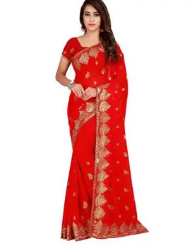Zlato Vezenje Saree Lepa Indijski/Pakistanski Sharara Slog Salwar Obleko za Ženske Poročna Obleka Rdeče Barve
