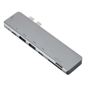 USB 3.1 Tip-C Središče Za HDMI Adapter 4K Strele 3 USB C Središče s Pestom 3.0 TF SD Režo za Bralnik medijskih kartic PD za Mac Book Pro/Zrak 2018