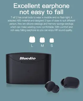 Bluedio T-elf 2 Nepremočljiva Športne Slušalke za V uho Z Polnjenje Box TWS Brezžična tehnologija Bluetooth 5.0 Slušalke Šport Ušesnih Čepkov
