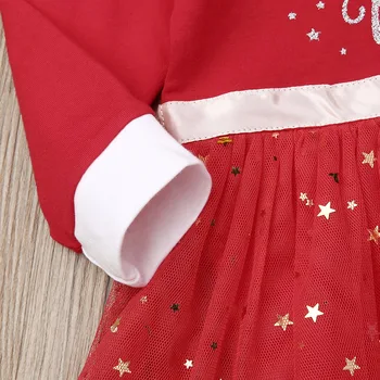 Pudcoco Newborn Baby Girl Obleke Pismo Tiskanja Dolg Rokav Til Bleščica Bombaž Romper Jumpsuit Enodelno Obleko Oblačila