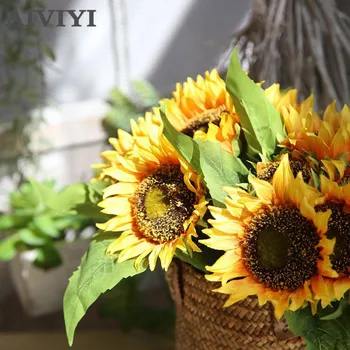 1 šopek sončnic, umetne rože svilene simulacije DIY cvetje, poročne matične stranke dekoracijo