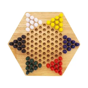 Heksagonova Checker Igra Postavljena Lesena Izobraževalne Odbor Otroci Klasični Kitajski Dama Zastavljena Strategija Družino Igro Backgammon Kosov