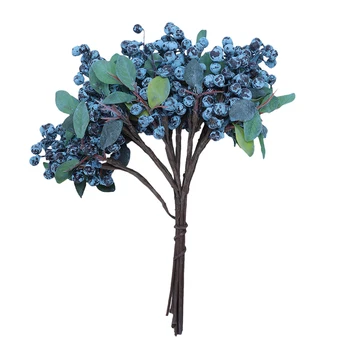 10pcs Dekorativni Borovničev Sadni Berry Umetne Rože Svilene Rože, Sadje Za Poročno Dekoracijo Doma Umetne Rastline modra