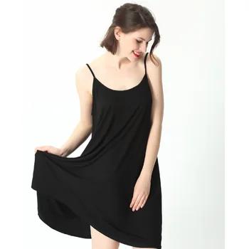 Plus velikost nightdress ženskih poletnih XL stretch osvežujoč dihanje udobno svoboden suspender krilo black camison seksi mujer