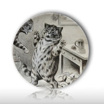 Viktorijansko dobo Ilustrator Anthropomorphic Mačke Dekorativne Plošče Louis Wain Design Vzorec Namizni Okras Plošče 8 Inch