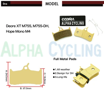 Kolesa Kolutne Zavore Blazine za UPANJE DH4 E4 Mono M4 in za Deore XT M755, M755-DH Disk Zavore, Zlato Full Metal, 4 Parov