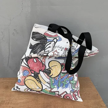 Disney mickey mouse Dekle, fant handag risanka, Donald Duck torba canves Visoka zmogljivost nakupovalna torba