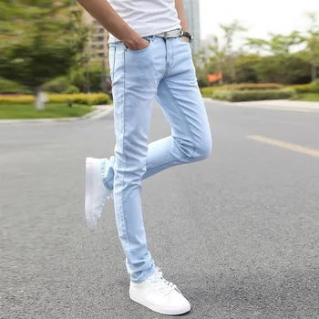 Moški Stretch Skinny Kavbojke Moški Oblikovalec blagovne Znamke Super Elastični Naravnost Hlače, Kavbojke Slim Fit Moda Denim Jeans za Moške, Modra