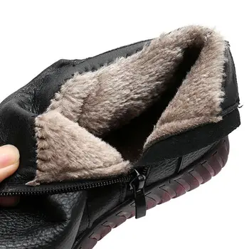 2020 Moda mama udobje zimski čevlji ženski pravega usnja gleženj škornji ženske toplo krzno čevlji