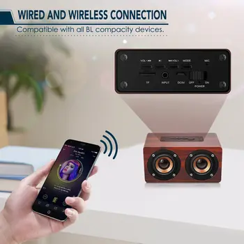 Retro Lesene Bluetooth Zvočniki HI-fi Wireless Dual Zvočniki 3D Surround Zvočnik