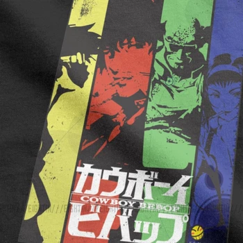 Moški T-Shirt poglejmo Jam Cowboy Bebop Letnik Cotton Tee Majica Kratek Rokav Prostor Anime Spike Japonskih Manga Jet Faye T Srajce