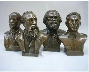 Zbirateljske Okrašene Stare Bronasto Izklesan kip Lenina, Stalina , kip, Marx kiparstvo ,Engels Spominska Skulptura
