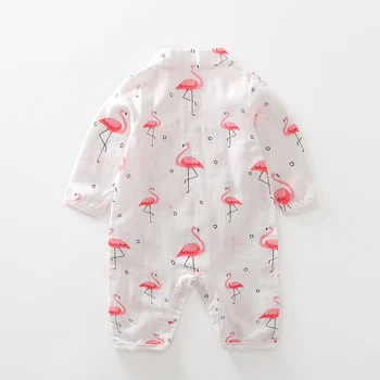YiErYing Novorojenčka Romper Flamingo Baby Dekle, Igralne Obleke Bombaž Dolg Rokav Tkanino Za Malčke Pižami