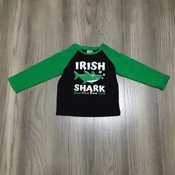 Baby boy oblačila otroci zelena dolg rokav raglans fantje majica shark fantje ne ne ne tee debelo