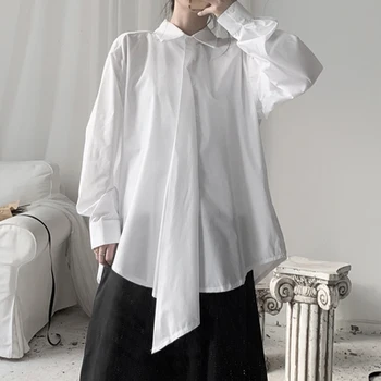 Yamamoto slog temno Yoji majhna oblikovalci asimetrične original svoboden dolgo sleeved majica ženske