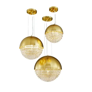 Kristalno Luksuzni LED Obesek Svetlobe Postmoderni Zlato iz Nerjavečega Jekla, ki Visi Svetilka Za Spalnico Postelji Jedilnico kavarna Deco