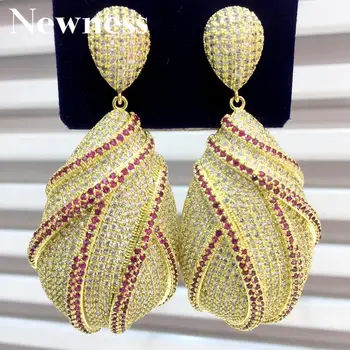 Newness Kaplja Vode Luksuzni Kubičnih Cirkonij Afriške Nigerijski Poročni nakit za Ženske DUBAJ Poročni Modni Uhani Nakit Darilo
