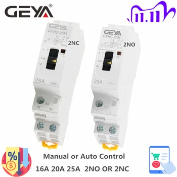 GEYA Ročno upravljanje Gospodinjskih Kontaktor Din Rail Vrsto Modularne Kontaktor 2P 16A 20A 25A 2NO ali 2NC 220V