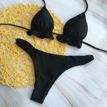Mini tangice strappy poceni visoko pasu bikini mujer feminino 2018sexy bikini brazilski skromno kopalke za dekleta, rumena plaža obrabe