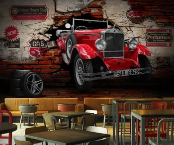 WELLYU 3D velikosti po Meri Retro vintage avto avto je zdrobljen steno restavracija restavracija v ozadju stene