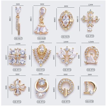 10 Kos Čar Cirkon Zlitine 3D Nail Art Okraski Luksuzni Sijoče Kristalno Diamanti Obesek Nakit Manikira Oblikovanje Dodatki