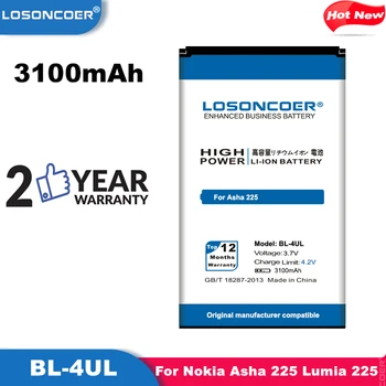 LOSONCOER Novo 3100mAh BL-4UL Dobre kakovosti baterija Za Nokia Asha 225 Lumia 225 RM-1011 RM-1126 Baterija + na zalogi